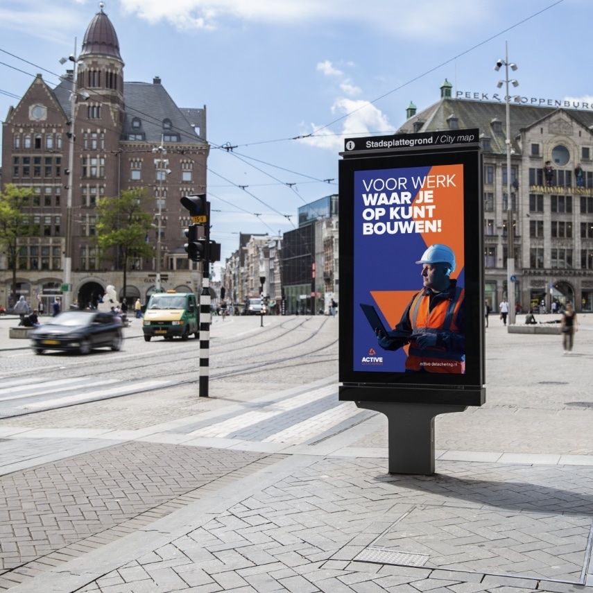 Branding, website, AI en campagne voor Active Detachering